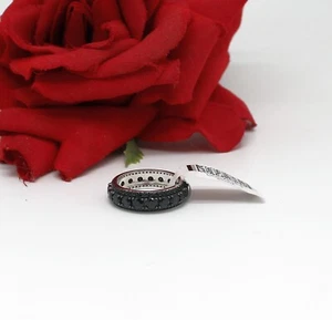 Sterling Silver NWT JTV Black Spinel Eternity Band Ring Size 9 5g CAT RESCUE - Picture 1 of 2