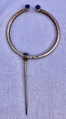 Ancienne Fibule en Argent et lapis lazuli - bijoux fait main ethnique - Maghreb - Photo 1/4
