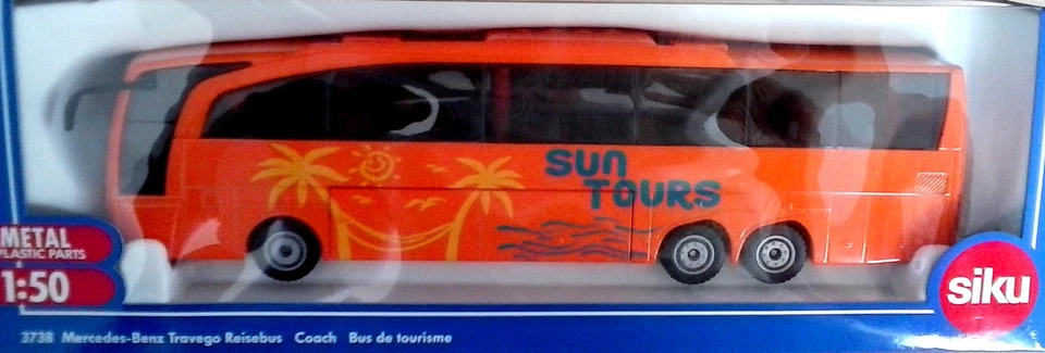 SIKU 1:50 DIE CAST AUTOBUS DA TURISMO MERCEDES BENZ TRAVEGO  SUN TOURS ART 3738 - Immagine 1 di 1