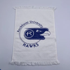 Vintage Kansas City Hawks Rockhurst University Rally Towel - 17x12 - White Blue - Picture 1 of 7