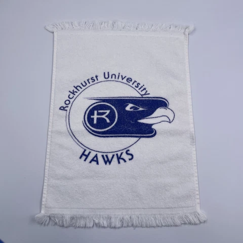 Vintage Kansas City Hawks Rockhurst University Rally Towel - 17x12 - White Blue Cover