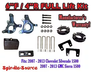 6"/ 4" Spindle FULL LIFT KIT FOR 2007 - 2016 Chevy Silverado GMC Sierra 1500 2WD - Bild 1 von 2