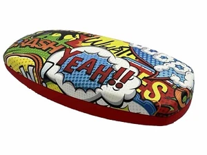 NEW Comic Crash Yeah Multicolor Hard Metal Clamshell Eyeglasses Case Red Bottom - Picture 1 of 5