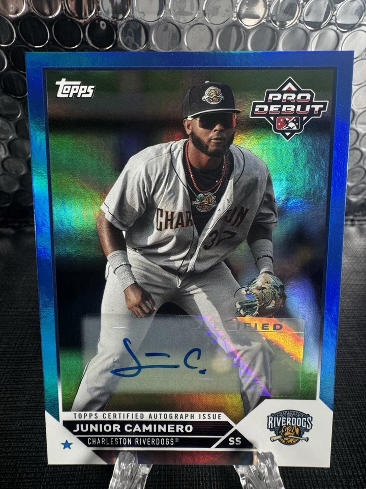 2023 TOPPS PRO DEBUT JUNIOR CAMINERO BLUE AUTO /150 TAMPA BAY RAYS PD-139 - Image 1 of 2