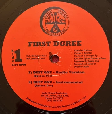 FIRST DGREE~BUST ONE (1992) RARE RAP HIP HOP 12" SPICEE DRE~FRESNO. CA Foto 1 de 2