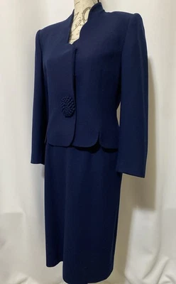 VTG HERBERT GROSSMAN By Cynthia Sobel SZ 10 Wool Navy Skirt & Jacket Union Made  - Image 1 of 4