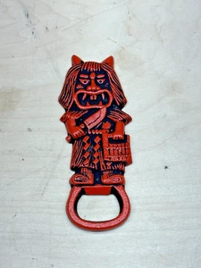 Iwachu Japanese Nanbu Cast Iron Bottle Opener - Akita Namahage Oni Ogre - RED - Picture 1 of 3