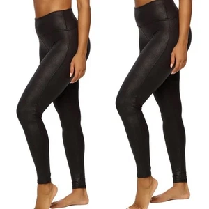 Pack of 2 or 1 Jezebel Ladies Faux Leather Leggings Black S M L XL :Lightweight - Picture 1 of 10