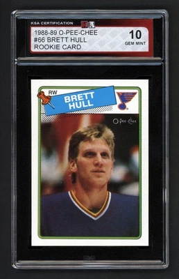 1988-89 OPC #66 BRETT HULL ROOKIE CARD KSA 10 GEM MINT - Image 1 of 2