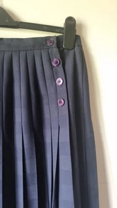 Vintage Jaeger navy wool pleat skirt size 10 - Picture 1 of 12