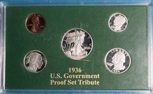 1936 U.S. Government Proof Set Tribute / Fantasy 0,999 Silbermünzen gestempelt Kopie - Bild 1 von 3