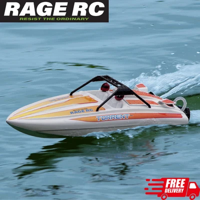 RAGE RC Torrent 450BL RTR Jet Boat rojo sin escobillas 3s Lipo Pond Lake Stream Creek Foto 1 de 4