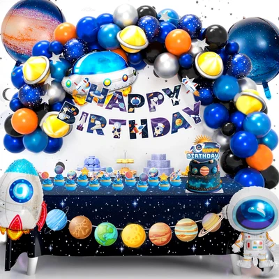 Outer Space Party Decorations,109pcs Space Decor Galaxy Birthday Banner Balloons - Image 1 of 4