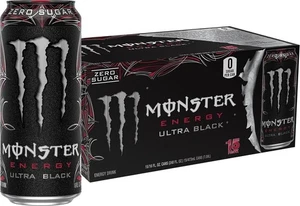 (15er Pack) Monster Ultra Black Energy Drink mit Vitaminen, Null Zucker, 16 flüssige Unzen - Bild 1 von 3