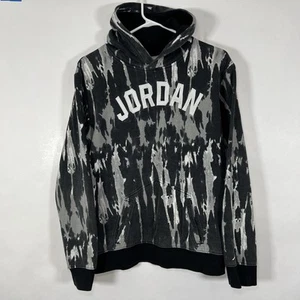 Nike Air Jordan Hoodie Sweatshirt Youth Boys Size XL 13-15 Black Gray Tie Dye - Picture 1 of 11