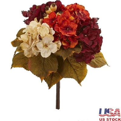 Juego de dos centros de mesa florales de hortensia multicolor decoración interior exterior nuevo Foto 1 de 4