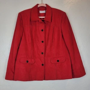 Alfred Dunner Damen Blazer rot Wildlederimitat Gr. 16 Knopfleiste gefüttert - Bild 1 von 6