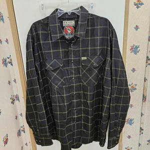 Dixxon  "Stay Gold" Size 2XL Long Sleeve Flannel Shirt with Snaps - Picture 1 of 5