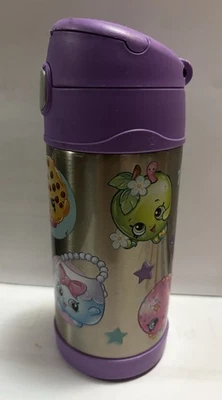 Shopkins Purple Thermos Funtainer Stainless Steel 12 oz Water Bottle Rare HTF - Image 1 of 4