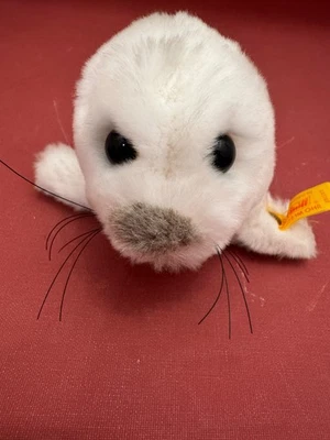 Steiff Seehund Robby Cosy Heuler Knopf Fahne  + Stimme 090103 wie NEU - Bild 1 von 4