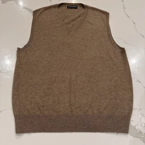 Kallspin Sweater Vest Wool Cashmere Blend Mens L Beige Preppy Career Minimalist - Picture 1 of 8