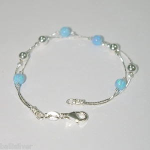 3 pcs Sterling Silver 925 5mm Seamless and OPAL Beads Two Stands BRACELETS Lot - Picture 1 of 9