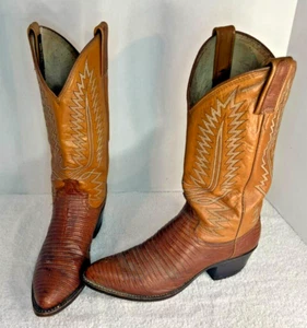 Vintage Dan Post Peanut Color Lizard Cowboy Boots Size 7D Men Made in USA - Picture 1 of 19