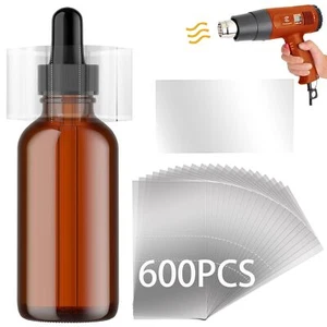 600PCS Shrink Wrap Bands for Bottles Jars Clear Heat Shrink Seals 1.8x1.2 Inch - Picture 1 of 1