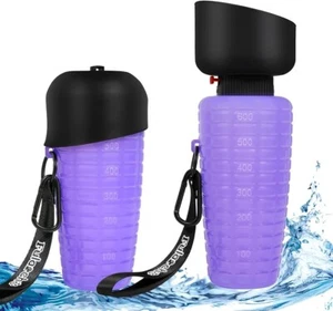 Dog Water Bottles for Walking Dog Portable Bottle Collapsible 600ml (Purple) - Picture 1 of 10