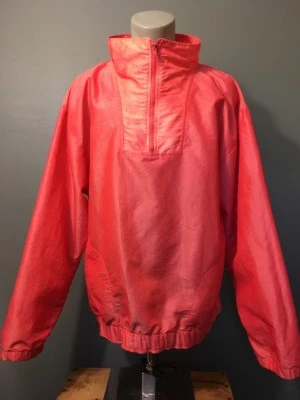 Vtg 80s 90s Hot Pink Neon Orange Nylon Ski Jacket Mens XL Gaper Shell Beach Surf - Image 1 of 4