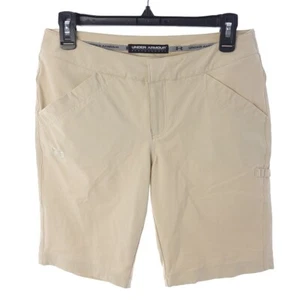 Under Armour Performance Solid Khaki Bermuda Shorts Womens Size 6 - Afbeelding 1 van 11