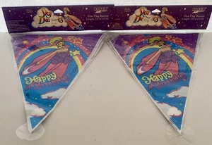 (2) Sky Dancers 90's Birthday Party "Happy Birthday" Flag Banner Abrams Gentiles - Picture 1 of 4