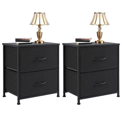 Nightstand Set of 2 with 2 Storage Drawers 20" Height Small Bed Side End Table - Image 1 of 4