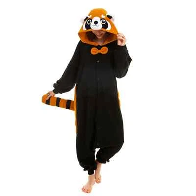 Pijama de uma peça panda vermelho CANASOUR para mulheres adultas cosplay engraçado roupa de dormir - Imagem 1 de 4