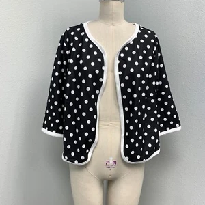 NWT Emery Rose Open Front Jacket Women's Size 4XL Black/White Polka Dot - Picture 1 of 9