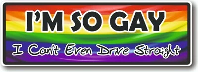 2x FUN I'M SO GAY I CAN'T EVEN DRIVE STRAIGHT VINYL BUMPER STICKER CAR LAPTOP S