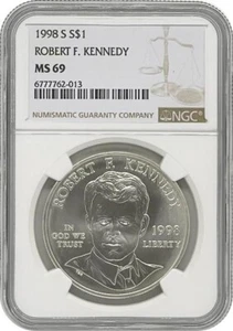 1998 S Robert F Kennedy Silver Dollar Coin NGC MS69 - Picture 1 of 1