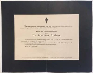 Johannes BRAHMS (Composer): Original Death Announcement - Picture 1 of 1