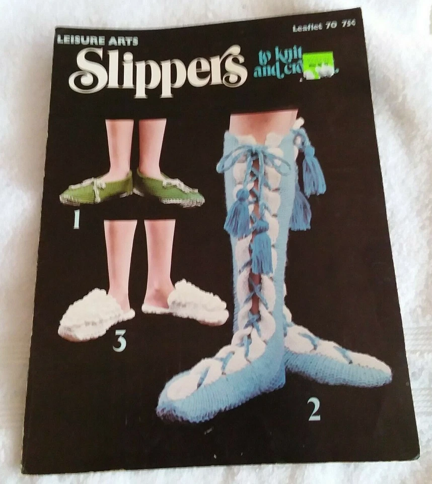 Leisure Arts Slippers To Knit And Crochet 1976 - Image 1 of 4