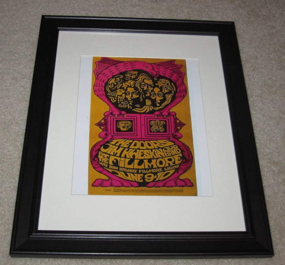 Framed The Doors Concert Mini Poster, 1967 Fillmore, 14"x16.5" RARE! - Image 1 of 1
