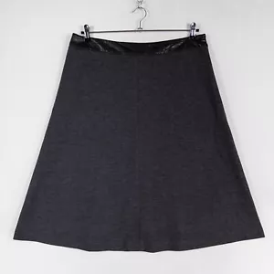 Jones New York Signature Skirt Women Sz 12 Black Gray Stripe Midi A Line Stretch - Picture 1 of 8