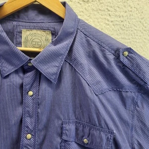 Jordan Craig Pearl Snap Shirt Mens 3XL Blue Striped Short Sleeve Pockets - Picture 1 of 20