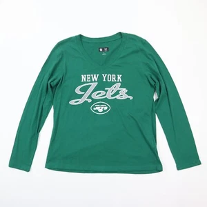 NY New York Jets Women's V-Neck Long Sleeve T-Shirt Green Football NFL NWT L LAR - Picture 1 of 6