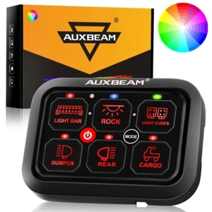 AUXBEAM RGB 6 Gang Switch Panel On-Off LED Switch Panel Circuit Control 12V/24V - Picture 1 of 12