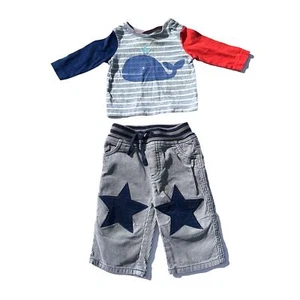 Baby Boden Raglan Shirt & Cord Applique Pants, VGUC, Sz 3-6mo (AA2) - Picture 1 of 9