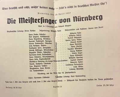 MEISTERSINGER VON NÜRNBERG,Programmheft 1937,deutsches OPERNHAUS BERLIN - Bild 1 von 4