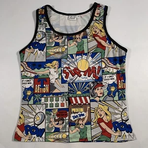 Vintage TAIL Womens Medium Tennis Tank Top Pop Art Comic Strip AOP Graphic - Picture 1 of 7