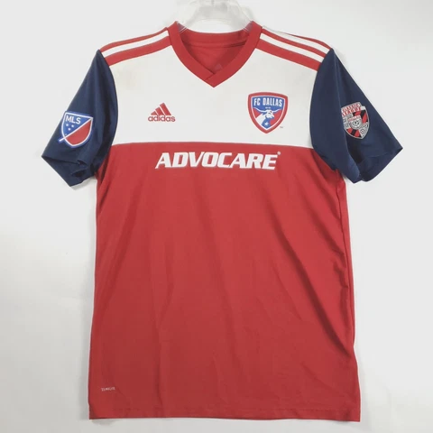 Adidas FC Dallas #15 Mens Jersey M Red White Climalite Polyester Short Sleeve Cover
