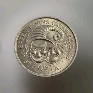 Mardi Gras New Orleans Green Horns Carnival Club Doubloon 1976 Silver Color - Picture 1 of 4
