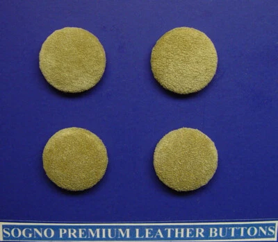 4 Made in USA Khaki color real suede leather covered buttons 20 mm (13/16 inch) - Image 1 of 4